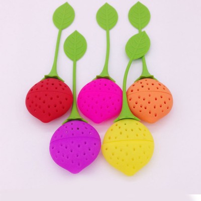 OEM manufacture Promotional gifts silicone tea bag influser with strawberry shape